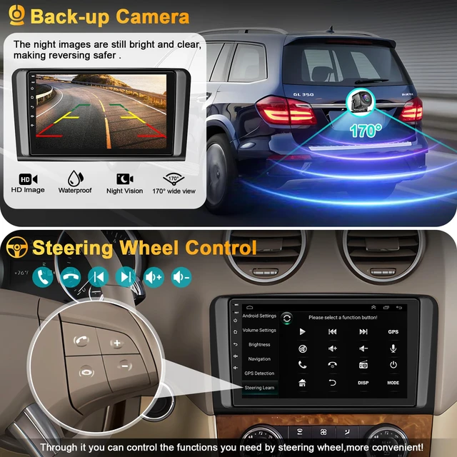 Alt view image 5 of 7 - GPS Car Radio for Mercedes Benz GL ML Class W164 X164 ML350 ML500 ML280 GL320 GL350 GL450 2005-2011, Support Wireless A-pple Carplay/Android Auto, Mirrorlink,4G+64G, Backup Camera