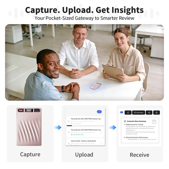 Alt view image 6 of 7 - AI Voice Recorder, Professional Voice Activated Recorder with AI Transcription & Summarize, 64GB Storage, 30H Battery, Noise Cancellation and AI Note Taker for Meetings and Interviews & calls