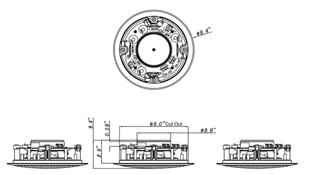 Alt view image 6 of 7 - 652S2C in-Wall in-Ceiling Speaker with Pivoting Tweeter (2 Channel Stereo 6.5 Inch in-Ceiling) 9.4 inch Overall Size