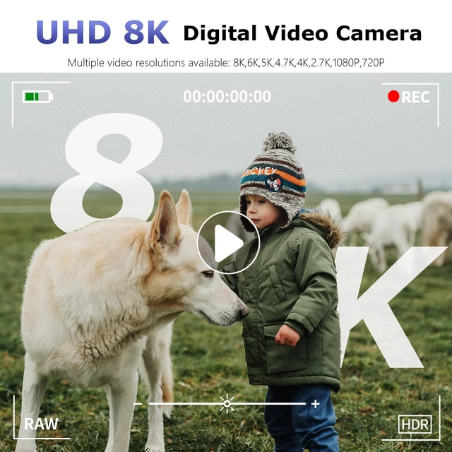 Alt view image 2 of 7 - 8K Digital Camera for Photography, 88MP Autofocus Vlogging Camera for YouTube, 18X Zoom 3" 180° Flip Screen Travel Camera with 2 Batteries and 32 GB Gard, Gunmetal