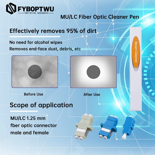 Alt view image 2 of 3 - 10 pcs Fiber Optic Cleaner Fiber Optic Tools Cleaing Pen for LC/MU 1.25mm Connector Over 800 Cleans Fiber End Face Cleans & Optical Connector Cleans