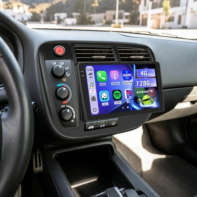 Main image of 5Ghz WiFi 4G+128G Android 15 Car Radio for Honda Civic 1996-2001 Car Stereo with Wireless Carplay/Android Auto, 9 Inch HD Touchscreen with GPS Bluetooth FM/RDS EQ SWC Backup Camera MIC