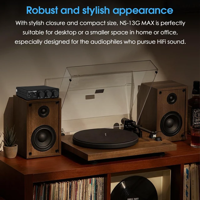 Alt view image 5 of 7 - Nobsound 300Wx2 Stereo Amplifier with Phono Input - HiFi Class D Mini Power Amp for Home Theater, Turntables, Studio Monitor | TPA3255 Chip, RCA/MM Inputs, Bass/Treble Control (NS-13G MAX DC 48V)
