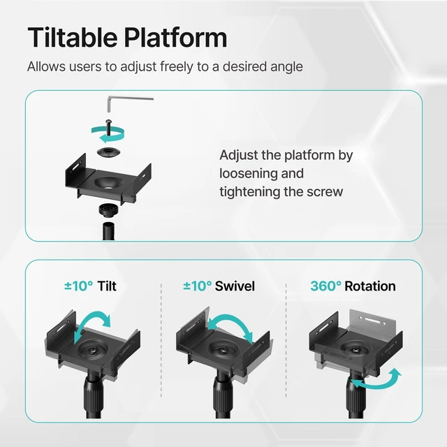 Alt view image 5 of 7 - Height-Adjustable Speaker Stands Pair, Black Height Adjustable from 33.4" to 44", 11LBS Capacity, Surround Sound Speaker Stands, Cable Management, 1 Pair