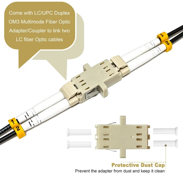 Alt view image 4 of 6 - 50m (165ft) LC to LC Duplex OM3 Outdoor Armored Fiber Optic Patch Cable, 40Gb 10Gb, 50/125um Multimode Optical Fiber Cable, Low Friction LSZH Black