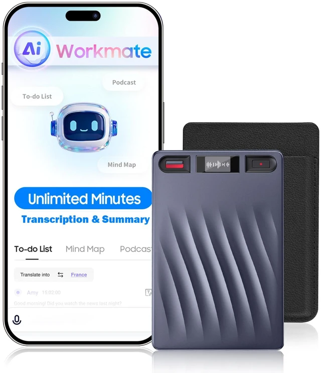 Main image of AI Voice Recorder, AI Note Taker w/APP Control and Transcription & Summarize, 150 Languages, Noise Cancellation, 64GB Memory, Pocket Note Pro Taking Device for Meeting, Interviews & Calls