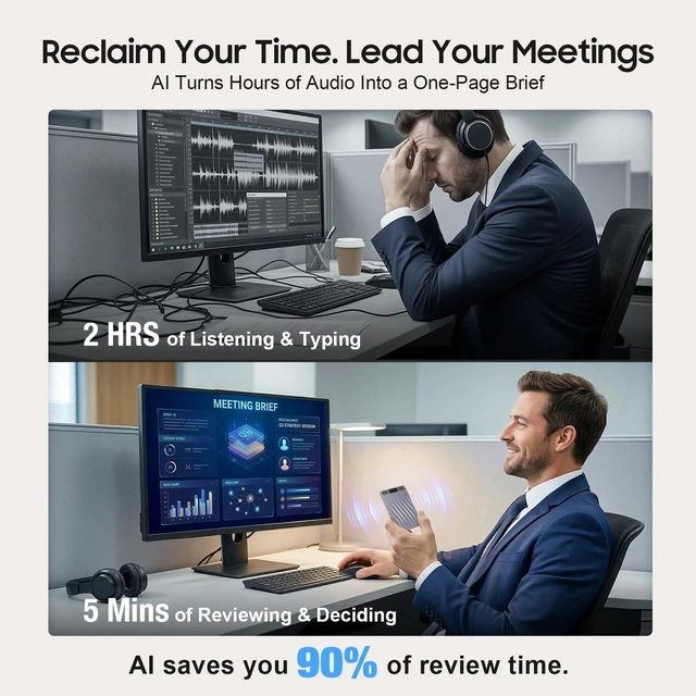 Alt view image 4 of 7 - AI Voice Recorder, AI Note Taker w/APP Control and Transcription & Summarize, 150 Languages, Noise Cancellation, 64GB Memory, Pocket Note Pro Taking Device for Meeting, Interviews & Calls