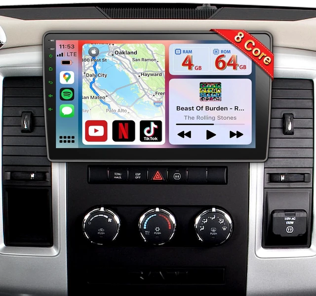 Main image of 8 Core Car Radio 64G for Jeep Wrangler JK Compass Grand Cherokee Dodge Ram Upgrade Stereo Wireless CarPlay Android Auto,10 '' Touchscreen Head Unit GPS WiFi AM/FM SWC