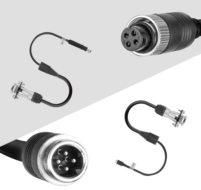 Alt view image 2 of 7 - Heavy Duty Vehicle Coil Trailer Cable with 1 Channel 4 PIN AV Connector Disconnect Kit for Truck Caravan Motor Home Backup Security Camera Monitor System