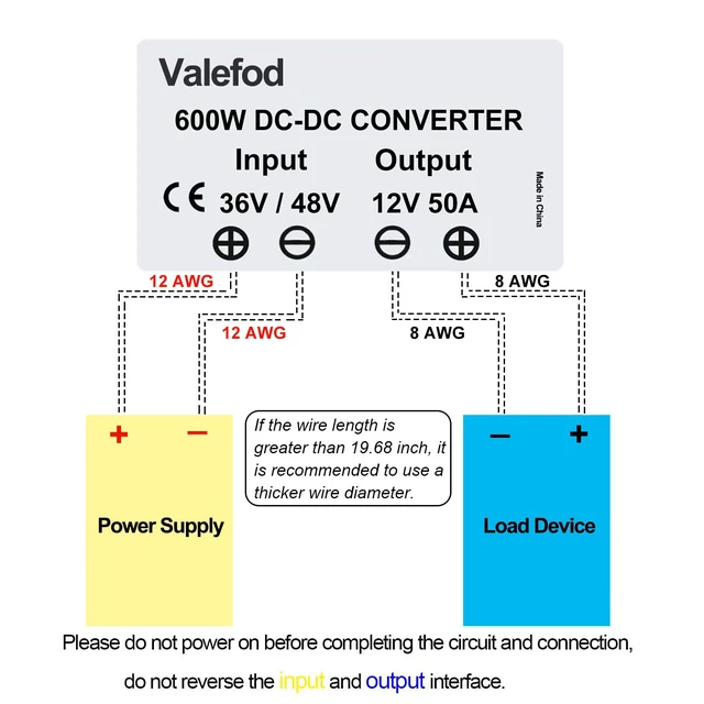 Alt view image 7 of 7 - 36V / 48V to 12V 50A 600W Step-Down Transformer DC to DC Buck Converter DIY Power Supply