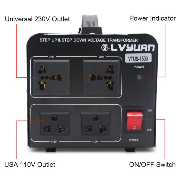 Alt view image 3 of 7 - Voltage Transformer Converter 1500 Watt Step Up/Down Convert from 110-120 Volt to 220-240 Volt and from 220-240 Volt to 110-120 Volt