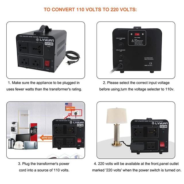 Alt view image 6 of 7 - Voltage Transformer Converter 1500 Watt Step Up/Down Convert from 110-120 Volt to 220-240 Volt and from 220-240 Volt to 110-120 Volt