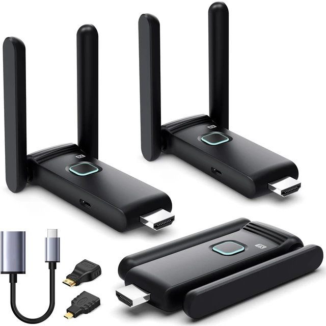 Main image of Wireless HDMI 2 Receivers and Transmitter,Up to 6 RXs,No Hot,Plug and Play,2.4/5.8GHz Wirelessly Stream to Multiple Screen,50M/165FT,Wireless HDMI Adapter for TV/DSLR Camera/Projector/Laptop