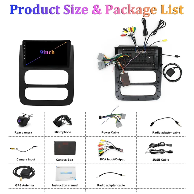 Alt view image 7 of 7 - 9 inch Car Stereo Radio for Dodge Ram 1500 2500 3500 2003 2004 2005, Android 13 Touchscreen Car Radio Stereo with CarPlay Android Auto, Support GPS Navi Bluetooth SWC WiFi FM DSP Backup Camera Mic