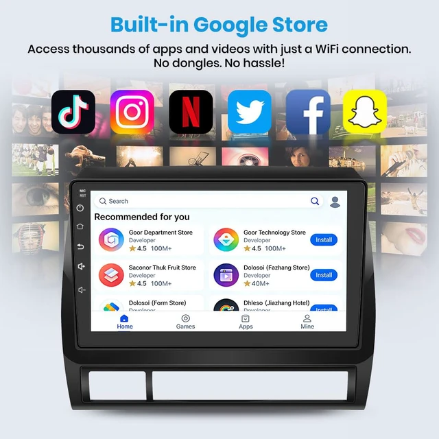 Alt view image 5 of 7 - 5G WiFi 64GB ROM Car Radio for Toyota Tacoma 2005-2015 Support JBL Sound System,Wireless CarPlay/Android Auto,9" HD IPS Display Support Rearview GPS DSP RDS,Upgrade BT 5.0 AM/FM