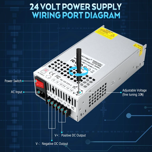 Alt view image 4 of 7 - Upgrade 24V 41.6A 1000W DC Switching Power Supply, Universal Transformers PSU AC110V/220V (SMPS), Upgraded Output Port with Power Cord, 24 Volt Power Supply for 3D Printer, CCTV, DC Motor