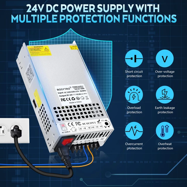 Alt view image 5 of 7 - Upgrade 24V 41.6A 1000W DC Switching Power Supply, Universal Transformers PSU AC110V/220V (SMPS), Upgraded Output Port with Power Cord, 24 Volt Power Supply for 3D Printer, CCTV, DC Motor