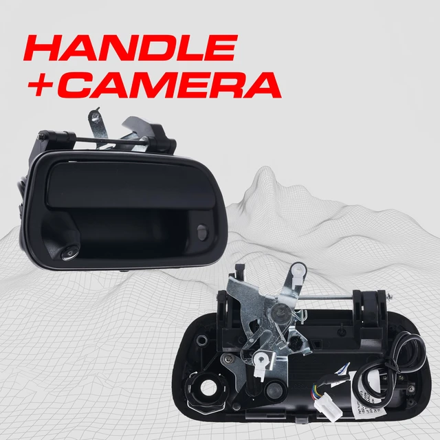 Alt view image 2 of 4 - Black Textured Tailgate Handle with Backup Camera Replacement for Toyota Tundra (2000-2006) | IP68 Waterproof | Parking Grid Lines Available | Easy to Install