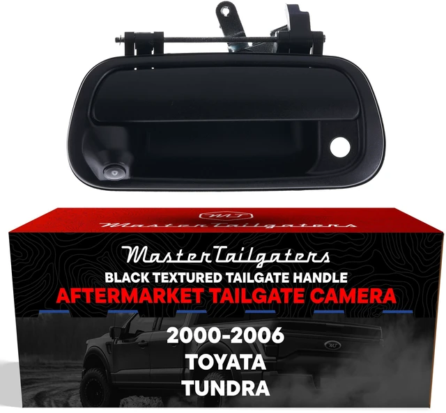 Main image of Black Textured Tailgate Handle with Backup Camera Replacement for Toyota Tundra (2000-2006) | IP68 Waterproof | Parking Grid Lines Available | Easy to Install