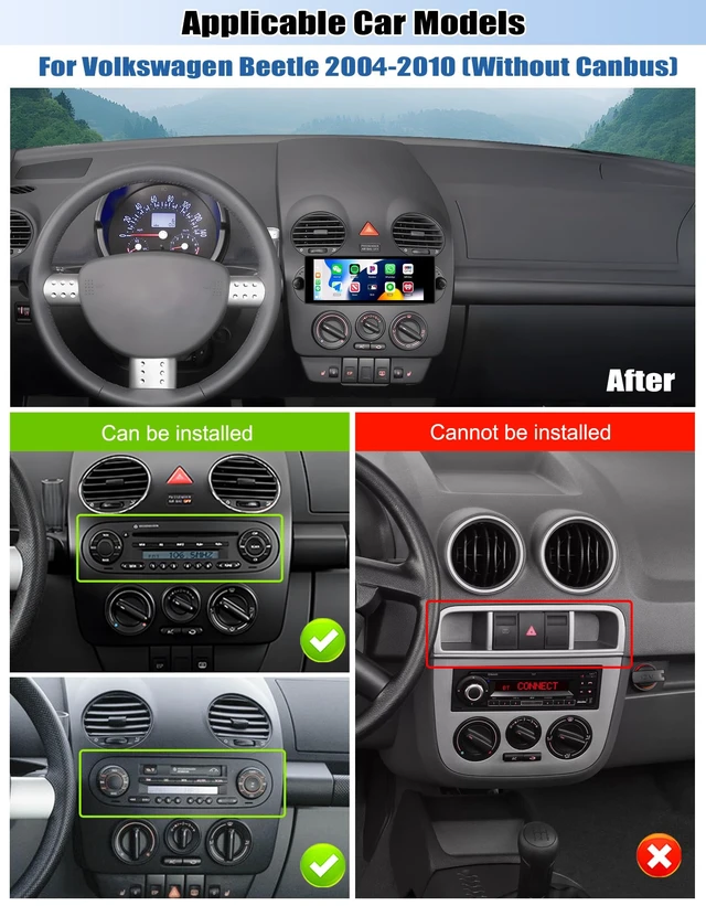 Alt view image 2 of 7 - 2G+64G Android 13 Car Stereo for Volkswagen VW Beetle 2004-2010 with Wireless CarPlay Android Auto 6.86" IPS Touchscreen Car Radio with Bluetooth GPS Navigation WiFi RDS FM Head Unit with Mirror Link