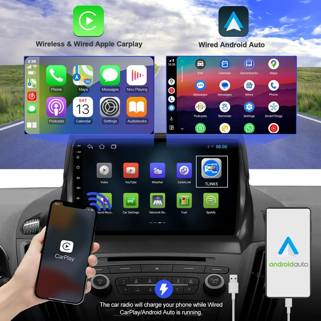 Alt view image 3 of 7 - 2+32G Android 12 Double Din Car Stereo for Ford Escape 2013-2016 with 9 Inch Touchscreen Radio Built-in Wireless Carplay/Android Auto/GPS/Bluetooth/FM/AUX-in/Steering Wheel Controls/Backup Camera