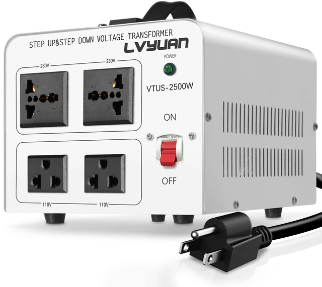 Main image of 2500W Watt Voltage Transformer Converter Step Up/Down Converter 110/120 Volt - 220/240 Volt with 3 US&2 EU&1 Universal Outlet and CE Certified,Circuit Break Protection