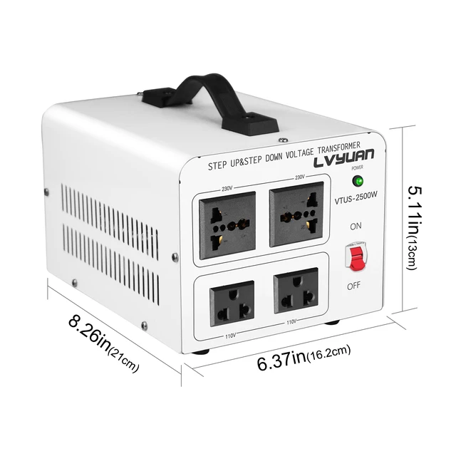 Alt view image 4 of 7 - 2500W Watt Voltage Transformer Converter Step Up/Down Converter 110/120 Volt - 220/240 Volt with 3 US&2 EU&1 Universal Outlet and CE Certified,Circuit Break Protection