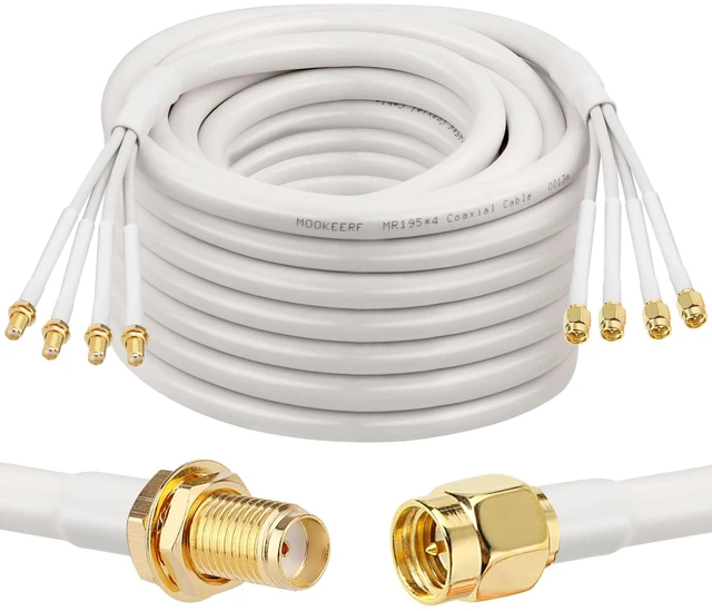 Main image of SMA Extension Cable - 40FT SMA Male to SMA Female Coax Cable Ultra Low-Loss Quad-KMR195 Coaxial Cable Antenna Extension Cable with SMA Connector for 5G Cellular Routers, Gateways, Hotspots