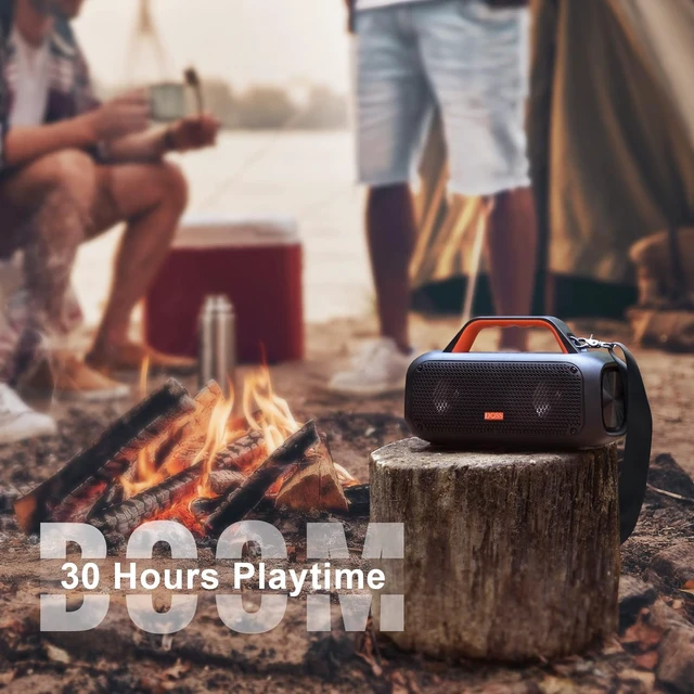 Alt view image 5 of 7 - Extreme Boom Bluetooth Outdoor Speaker with 60W Mighty Sound, Deep Bass, 30H Playtime, USB-C, Bluetooth 5.3, IPX6 Waterproof with Portable Strap for Camping, Beach, Garage-Orange