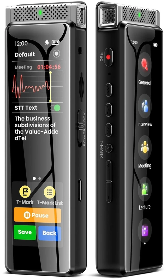Main image of 8GB Digital Voice Recorder with Playback, R1 Full Touchscreen Voice Recorder with Bluetooth, Voice Activated Sound Audio Recorder Device with Mic Silver
