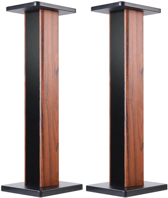 Main image of Wood Grain Speaker Stands 36 Inch Universal Floor Speaker Stand Pair Heavy Duty Hollowed Stands for Home Theater Speakers with Sand Filling Tuning Function - Pair