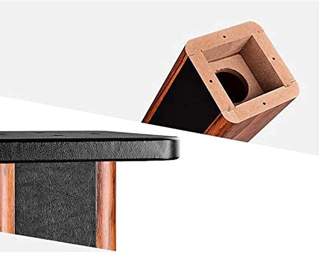Alt view image 4 of 7 - Wood Grain Speaker Stands 36 Inch Universal Floor Speaker Stand Pair Heavy Duty Hollowed Stands for Home Theater Speakers with Sand Filling Tuning Function - Pair
