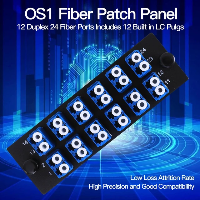 Alt view image 6 of 7 - 12 Duplex LC Adapters LGX Footprint Fiber Patch Panel Loaded 24 Fiber Ports Couplers Enclosure - LC UPC Blue Compatible with SingleMode Multimode 1.25G/10GB OS1-2/OM3