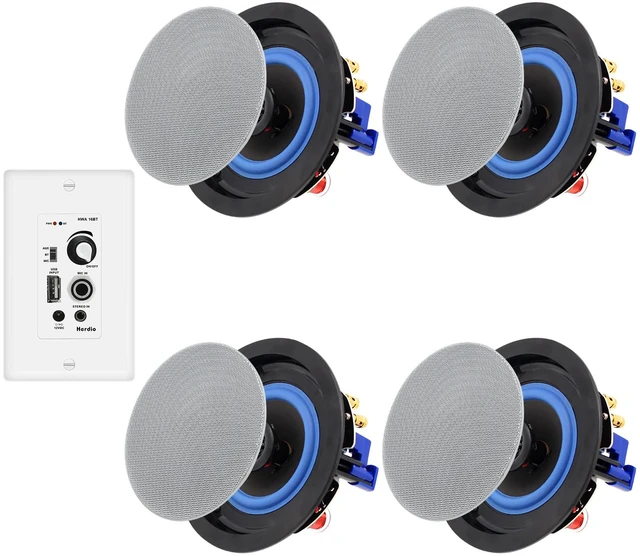 Main image of Bluetooth Ceiling Speakers Wired 4 Inches 2-Way with 4 Channel Amplifier Receiver for Home Theater Living Room Office(4 Speakers)