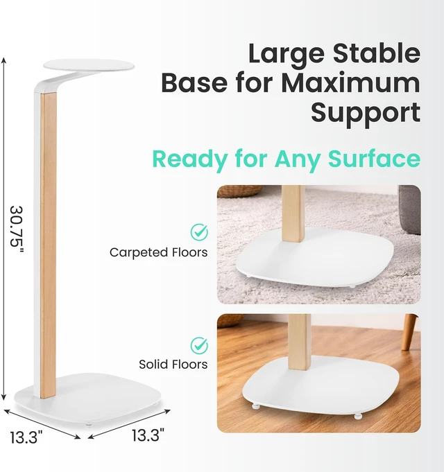 Alt view image 4 of 6 - Universal Wood & Metal Speaker Stands Pair 30.75" Floor Standing for Bookshelf & Compact Speakers | 22 lb Capacity | Cable Management (White and Beech, Universal Speaker Stand)