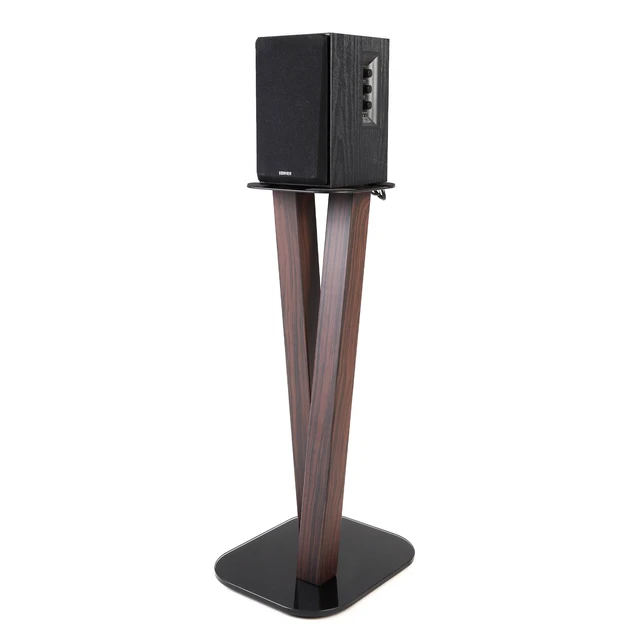 Alt view image 6 of 7 - One Pair Fixed Height Universal Speaker Floor Stands - Espresso - 600 Series