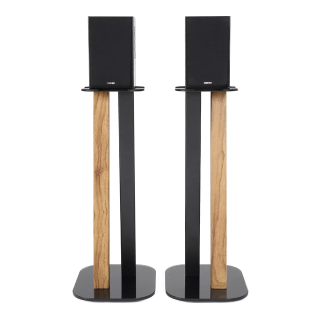 Alt view image 2 of 7 - One Pair Fixed Height Universal Speaker Floor Stands - Oak Black - 600 Series