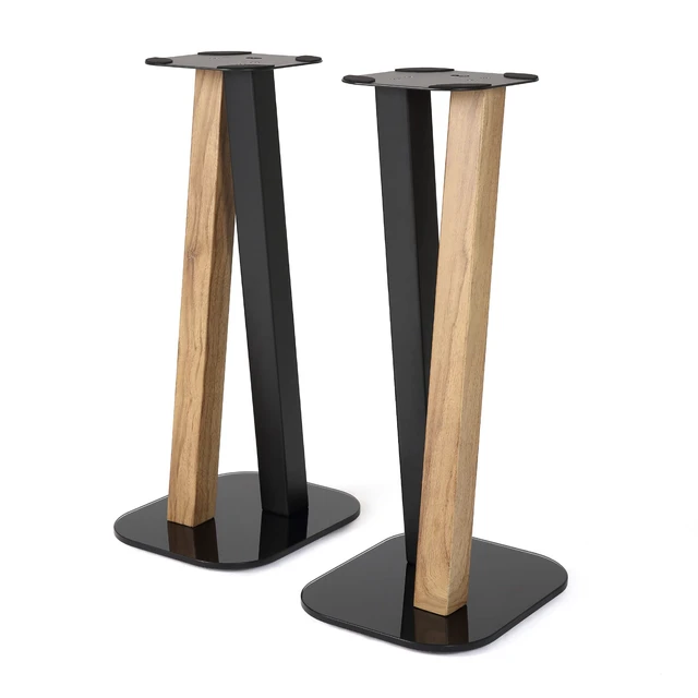 Alt view image 3 of 7 - One Pair Fixed Height Universal Speaker Floor Stands - Oak Black - 600 Series
