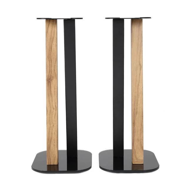 Alt view image 4 of 7 - One Pair Fixed Height Universal Speaker Floor Stands - Oak Black - 600 Series