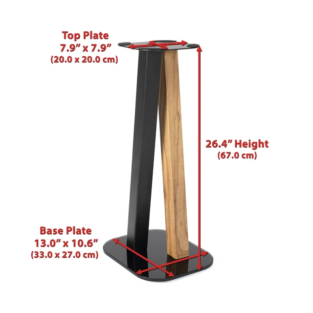 Alt view image 5 of 7 - One Pair Fixed Height Universal Speaker Floor Stands - Oak Black - 600 Series
