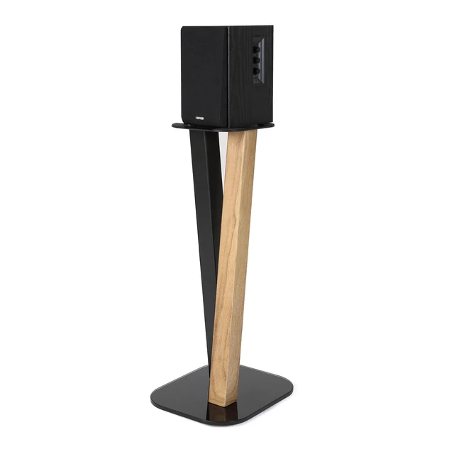 Alt view image 6 of 7 - One Pair Fixed Height Universal Speaker Floor Stands - Oak Black - 600 Series