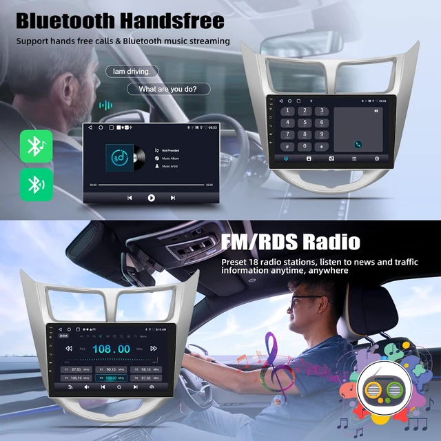 Alt view image 5 of 7 - 2G+64G Android 13 Car Stereo for Hyundai Accent 2012-2017 with Wireless Carplay Android Auto 9" Touchscreen Car Radio with GPS Navigation WiFi Bluetooth FM/RDS Radio Head Unit with AHD Backup Camera