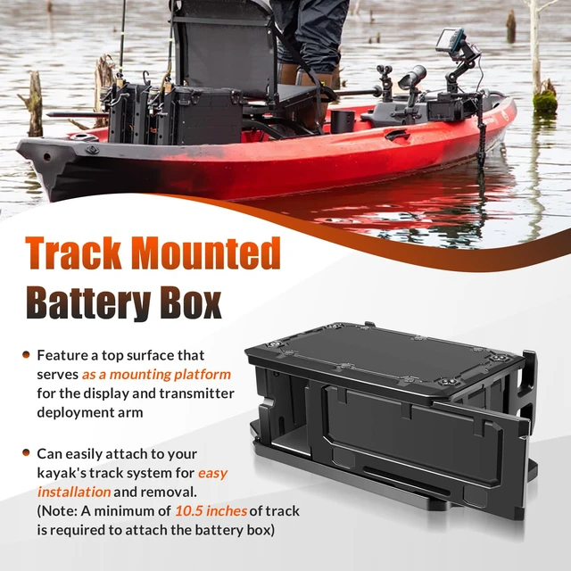 Alt view image 3 of 7 - Track Mounted Battery Box for Fish Finders, Replace for YakAttack CellBlok (CLB-1002), Compatible with YakAttack Switchblade Transducer Arm, Fit for Most 7, 9, or 10 Ah 12v Batteries