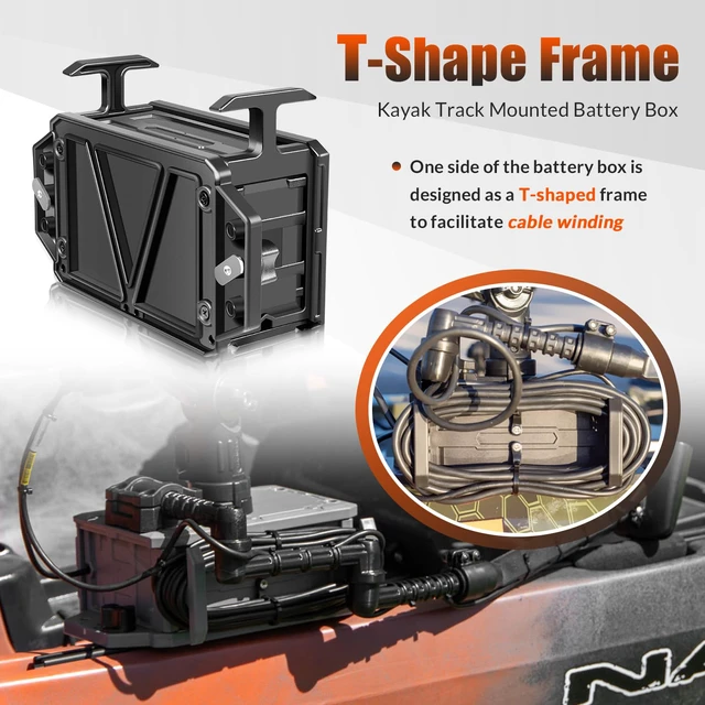 Alt view image 5 of 7 - Track Mounted Battery Box for Fish Finders, Replace for YakAttack CellBlok (CLB-1002), Compatible with YakAttack Switchblade Transducer Arm, Fit for Most 7, 9, or 10 Ah 12v Batteries