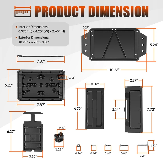 Alt view image 7 of 7 - Track Mounted Battery Box for Fish Finders, Replace for YakAttack CellBlok (CLB-1002), Compatible with YakAttack Switchblade Transducer Arm, Fit for Most 7, 9, or 10 Ah 12v Batteries