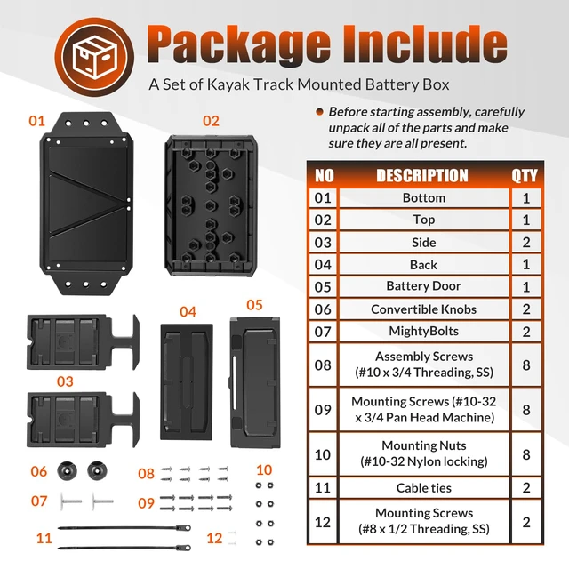 Alt view image 6 of 7 - Track Mounted Battery Box for Fish Finders, Replace for YakAttack CellBlok (CLB-1002), Compatible with YakAttack Switchblade Transducer Arm, Fit for Most 7, 9, or 10 Ah 12v Batteries