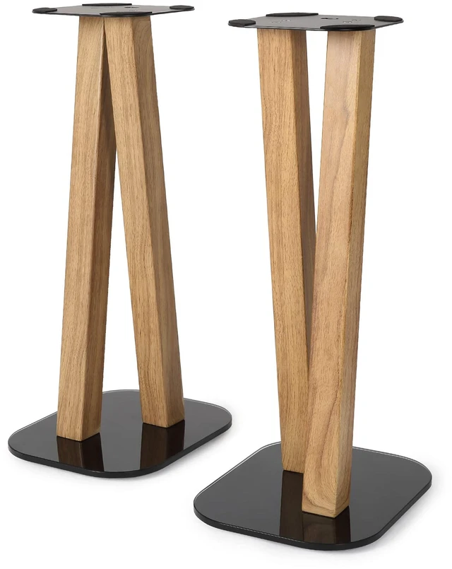 Alt view image 3 of 7 - One Pair Fixed Height Universal Speaker Floor Stands - Oak - 600 Series