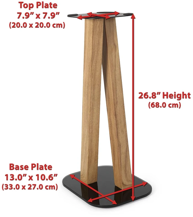 Alt view image 5 of 7 - One Pair Fixed Height Universal Speaker Floor Stands - Oak - 600 Series