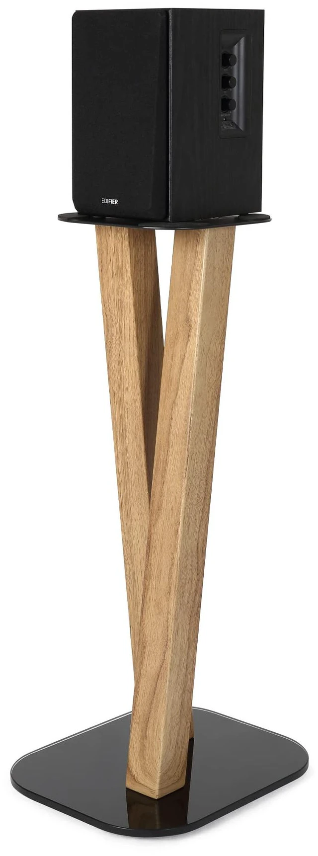 Alt view image 6 of 7 - One Pair Fixed Height Universal Speaker Floor Stands - Oak - 600 Series