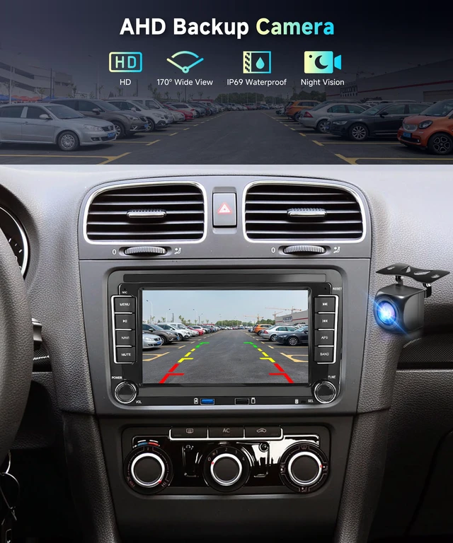 Alt view image 5 of 7 - Car Radio Stereo for VW Jetta Passat Tiguan Golf MK5 MK6 Seat, 2+64G 7" Touch Screen/Android 15/Wireless CarPlay/Android Auto/Two USB/DSP EQ/GPS/WiFi/Bluetooth/FM/RDS/SWC/HD Backup Camera